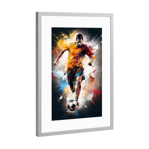 Poster mit Rahmen Silber "Football Watercolor 12 (matart)" artboxONE - Sport,Sport / Fußball