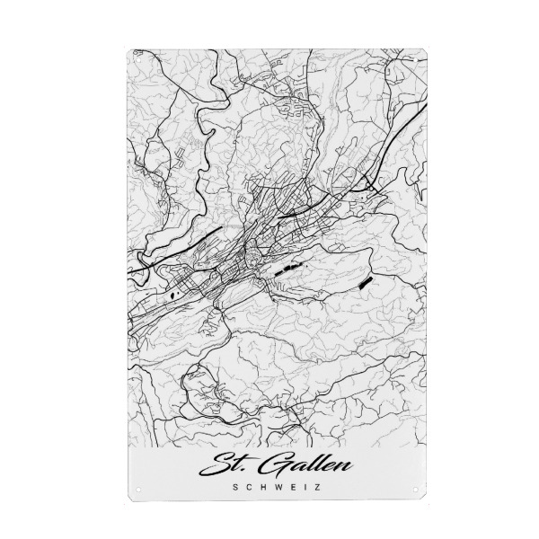 Metall Poster "St. Gallen City Map" artboxONE - Städte,Kartografie