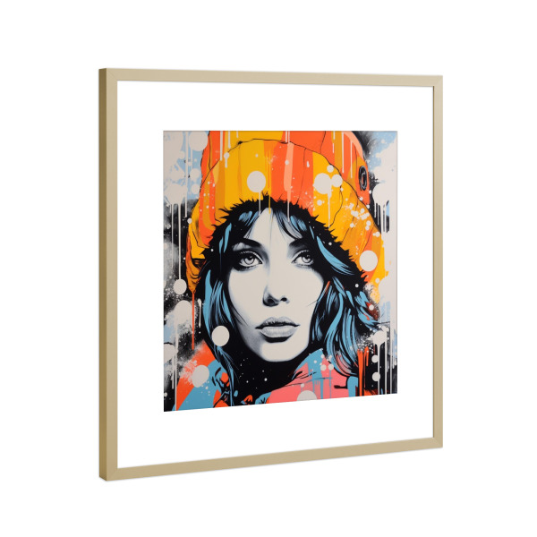 Poster mit Rahmen Gold "WINTERMÄDCHEN" artboxONE - Menschen,Fashion,Streetart - Winter,Frau,Gesicht