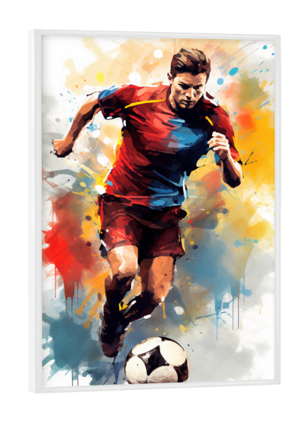 Poster mit weißem Rahmen "Football Watercolor 14 (matart)" artboxONE - Sport,Sport / Fußball