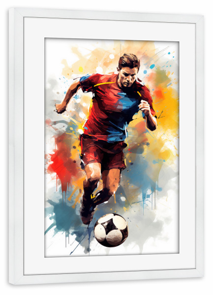 Poster mit Rahmen weiß "Football Watercolor 14 (matart)" artboxONE - Sport,Sport / Fußball