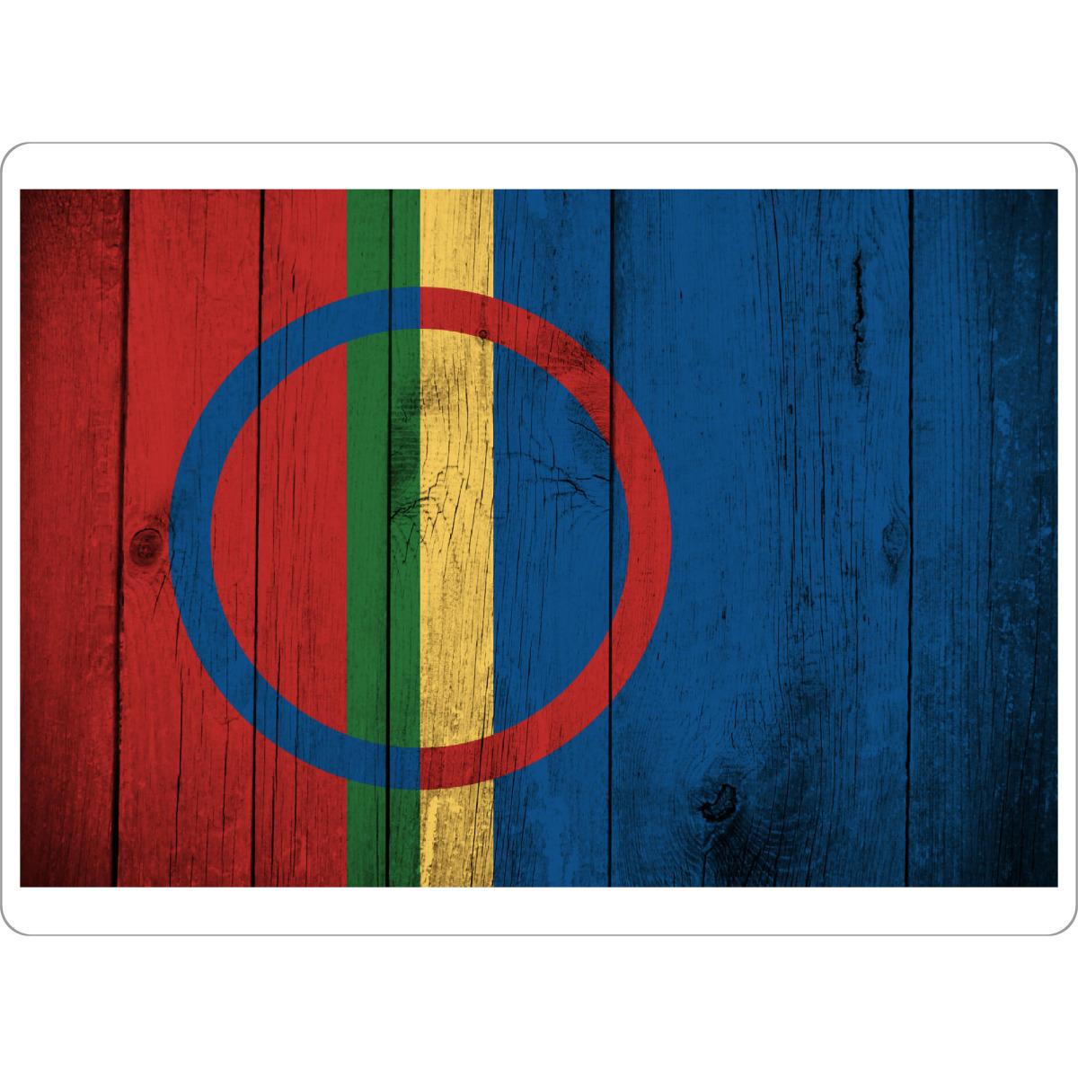 Tischset "Sami vintage flag" artboxONE - Reise,Abstrakt,Reise / Länder - Sami,Samen,Norwegen,Schweden,Finnland,Vintage,Flag,Holz,Flagge,Fahne,Banner