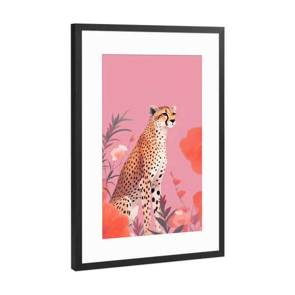 Poster mit Rahmen Schwarz (Metallic) "Botanic Leopard" artboxONE - Floral,Tiere,Reise / Afrika