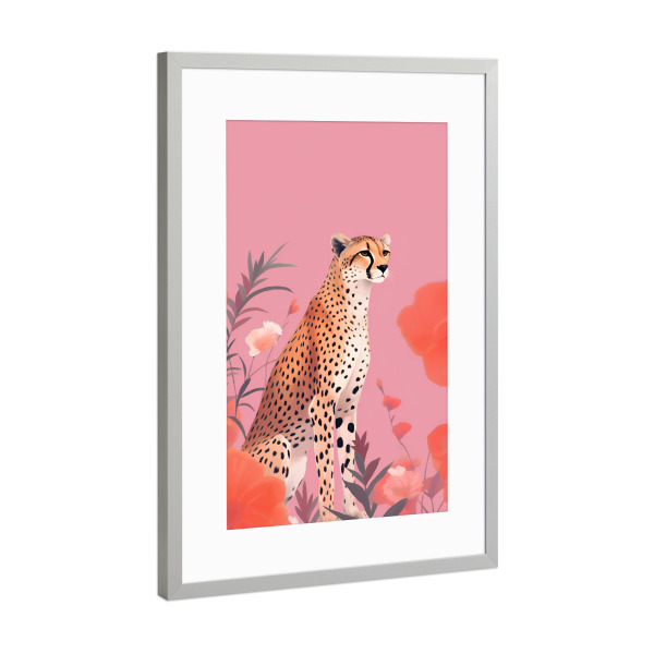 Poster mit Rahmen Silber "Botanic Leopard" artboxONE - Floral,Tiere,Reise / Afrika