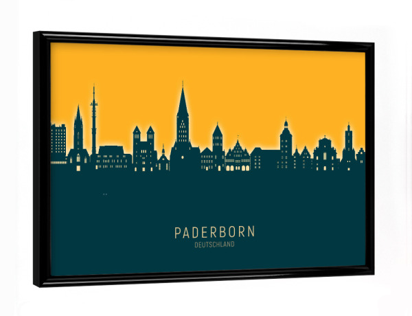 Poster mit schwarzem Rahmen "Paderborn Skyline Citrus" artboxONE - Städte