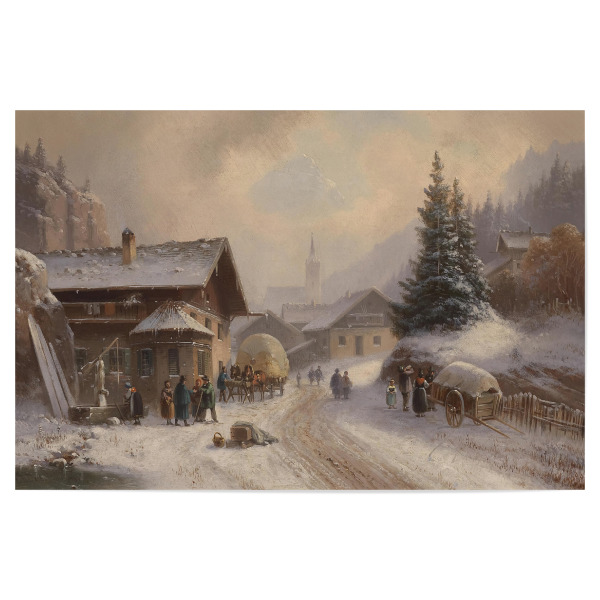 Poster 30x20 cm "Dorfstraße im Winter" artboxONE - Städte,Reise,Architektur,Für Mama,Für Papa