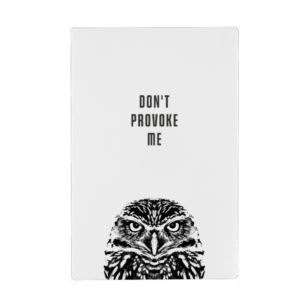 Holzbild "Kauz / Don`t provoke me!" artboxONE - Tiere,Schwarzweiß,Lustig