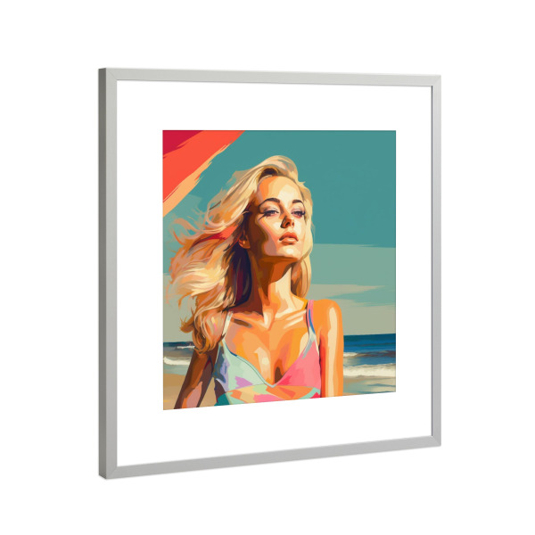 Poster mit Rahmen Silber "OUTERBANKS-TRÄUME" artboxONE - Menschen,Fashion,Für Mama - Strand,Usa,Gold,Blond,Frau,Frau