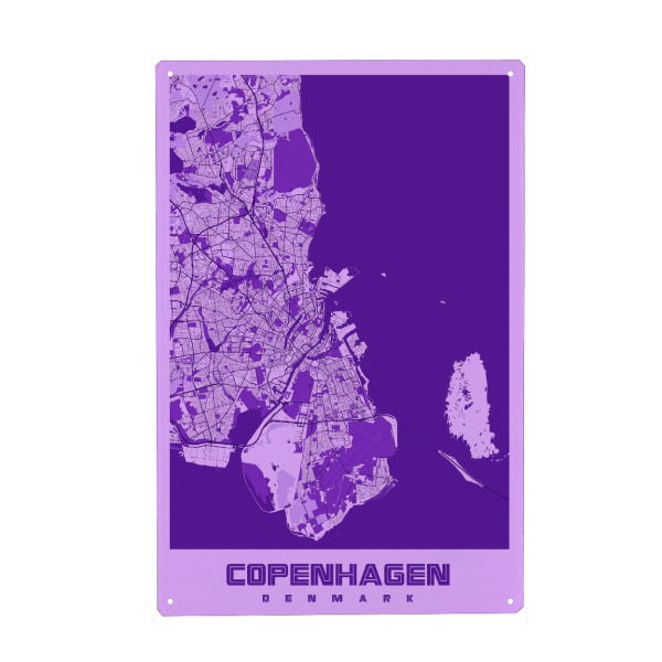 Holzbild "København als Stadtplan" artboxONE - Städte / København,Kartografie