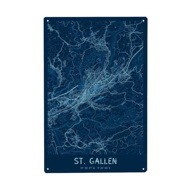 Metall Poster "St. Gallen CityMap" artboxONE - Städte,Kartografie