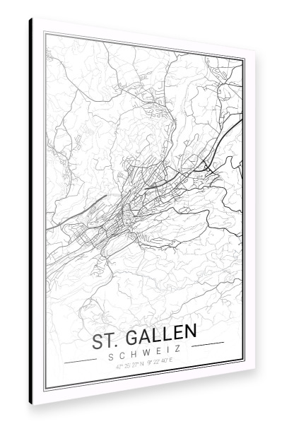 Alu-Dibond "City Map Sankt Gallen" 30x20 cm artboxONE