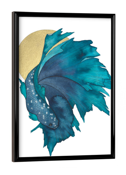 Poster mit schwarzem Rahmen "Green betta" artboxONE - Natur,Tiere,Abstrakt,Unterwasser