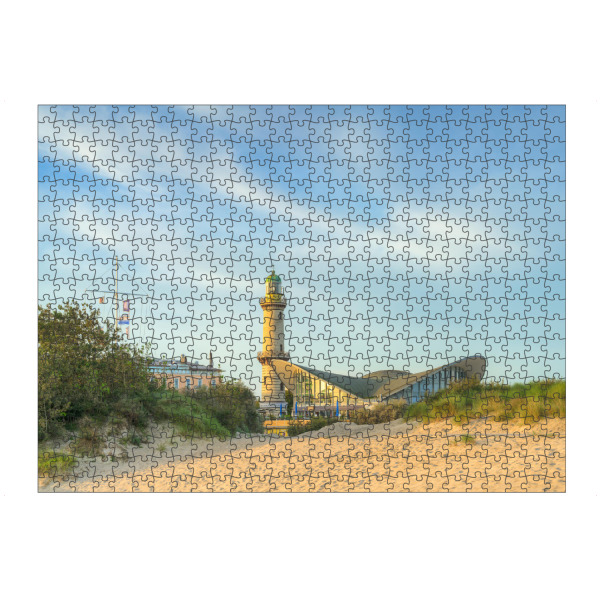 artboxONE Puzzle "Teepott und Leuchtturm Warnemünde" artboxONE - Reise,Architektur,Reise / Strand und Meer
