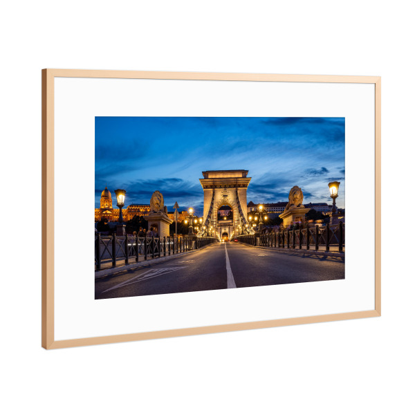 Poster mit Rahmen Kupfer "Budapester Kettenbrücke" artboxONE - Reise,Architektur,Städte / Budapest