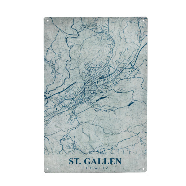 Metall Poster "Vintage Citymap St. Gallen" artboxONE - Städte,Kartografie