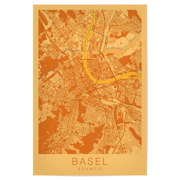 Poster "Basel als Stadtplan" artboxONE - Städte,Kartografie