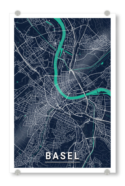 Acrylglasbild "Basel Citymap" artboxONE - Städte,Kartografie