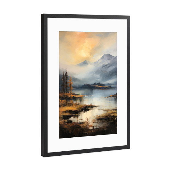 Poster mit Rahmen Schwarz (Metallic) "Abend in den Bergen" artboxONE - Natur