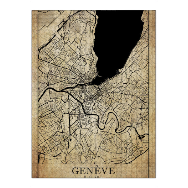 Puzzle Ravensburger "Genf Vintage Citymap" artboxONE - Städte,Kartografie
