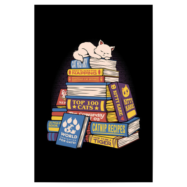 Poster "Katzenbücher Katzenbibliothek" artboxONE - Tiere