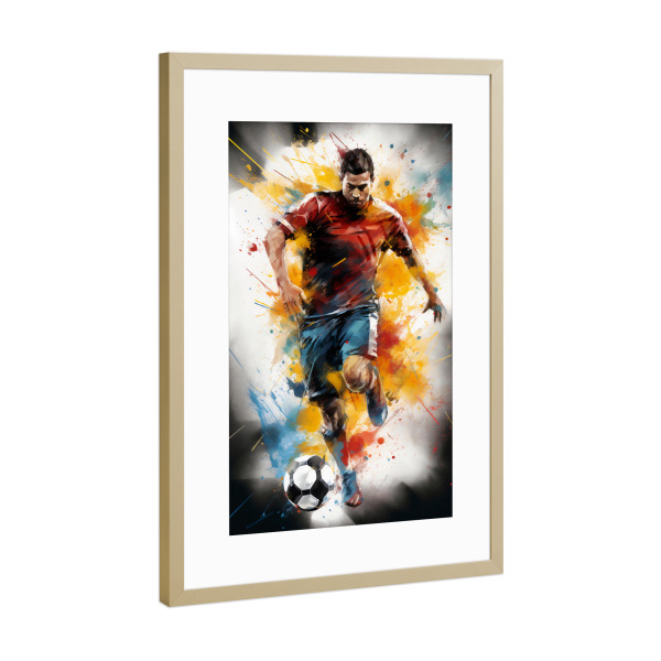 Poster mit Rahmen Gold "Football Watercolor 8 (matart)" artboxONE - Sport,Sport / Fußball