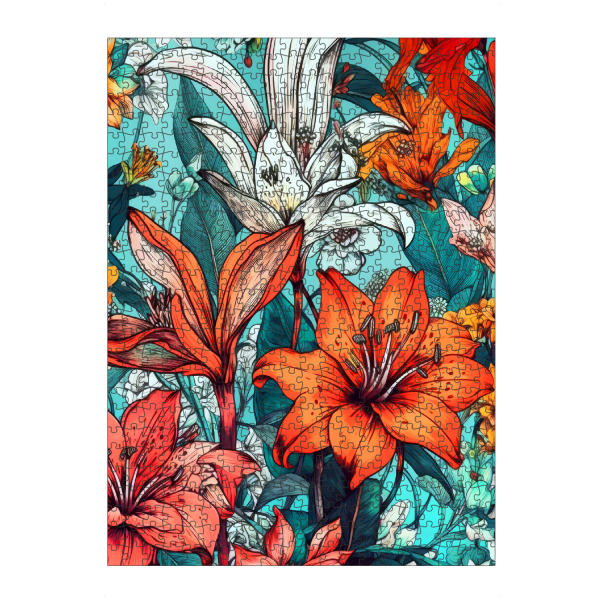 Puzzle Ravensburger "Flowers and leaves G" artboxONE - Natur,Floral - Natur,Blumen,Blumen,Botanische,Blätter,Blatt,Blumen,Garten - Bild natur