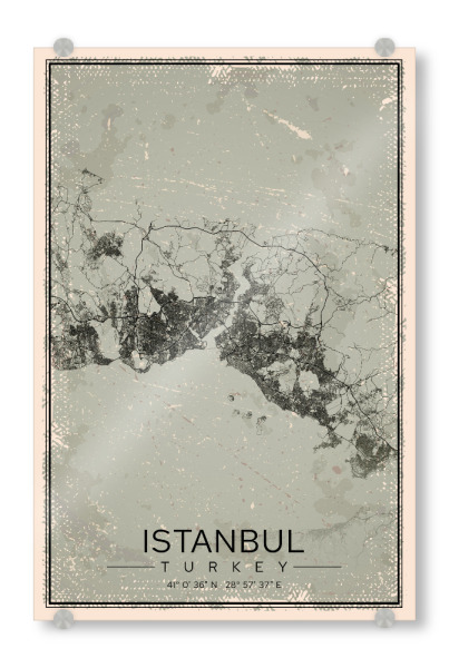 Acrylglasbild "Vintage Stadtplan Istanbul" artboxONE - Städte / Istanbul,Kartografie