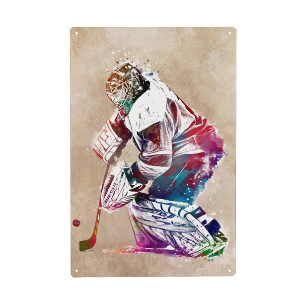 Metall Poster "Hockeyspieler Sportkunst B" artboxONE - Sport - Eishockey,Sport,Sport,Spieler,Spiel,Grafik - Blechschild