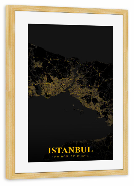 Poster mit Rahmen kiefer "Istanbul Stadtkarte" artboxONE - Städte / Istanbul,Kartografie