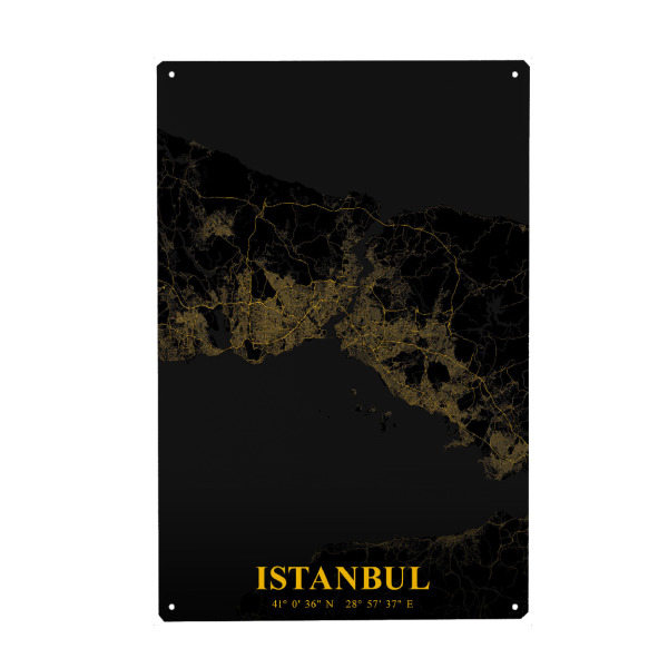 Metall Poster "Istanbul Stadtkarte" artboxONE - Städte / Istanbul,Kartografie