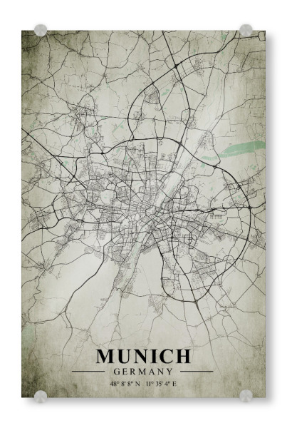 Acrylglasbild "München Vintage CityMap" artboxONE - Städte,Städte / München,Kartografie