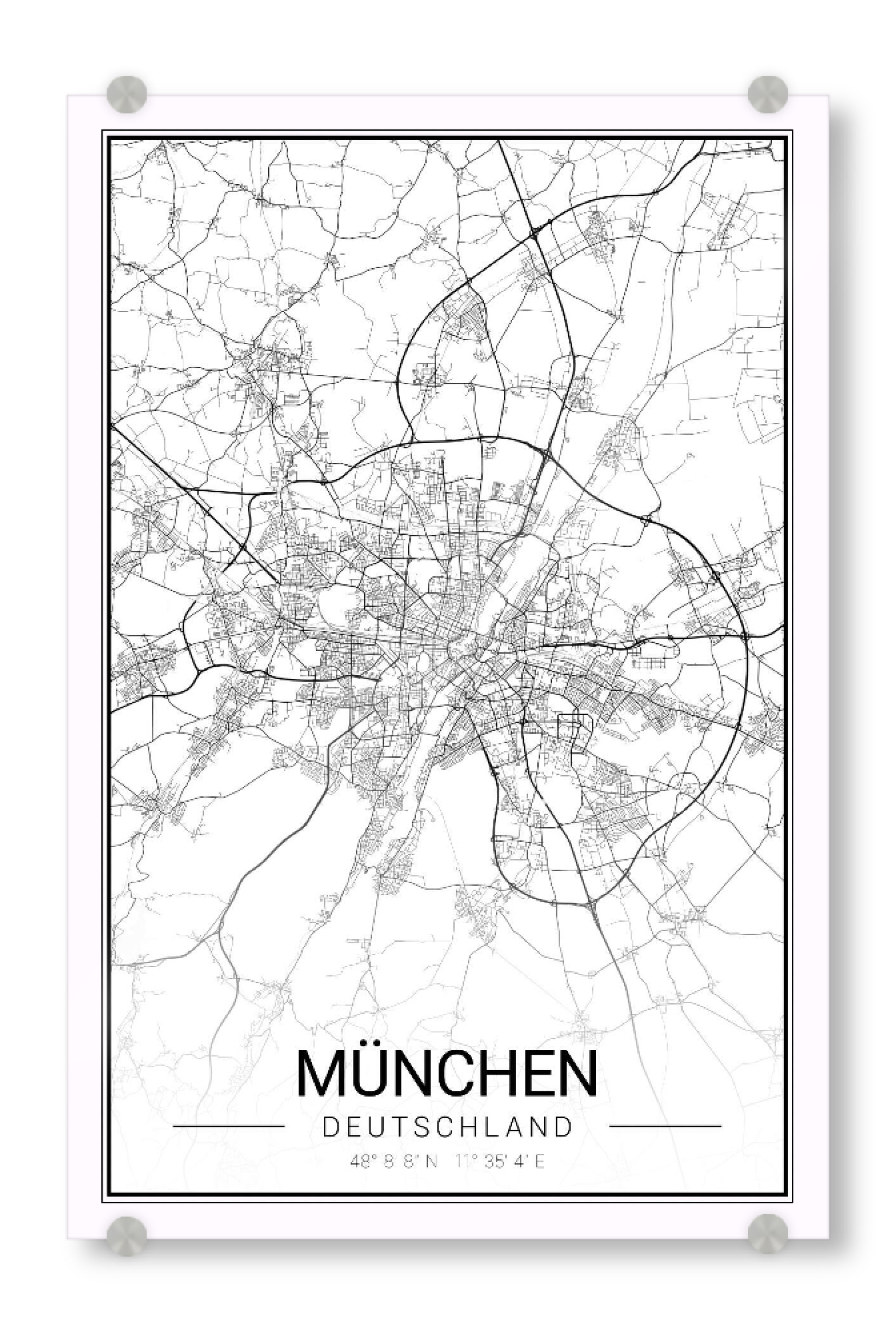 Acrylglasbild "City Map München" artboxONE - Städte / München,Kartografie