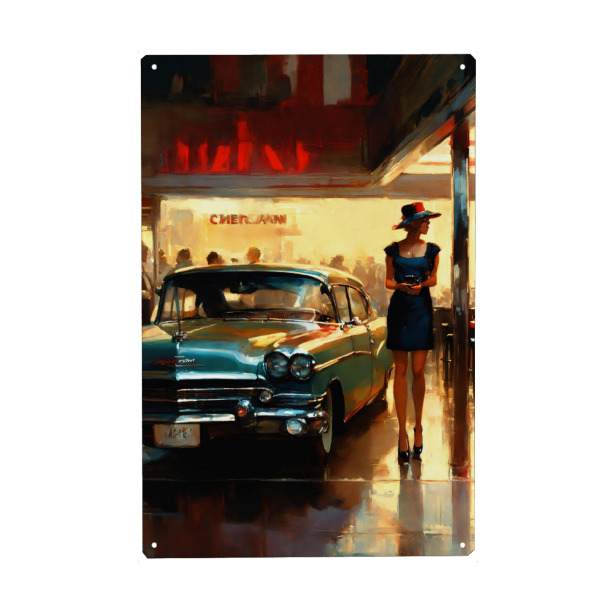 Holzbild "Night At The Drive-In" artboxONE - Menschen,Automobile