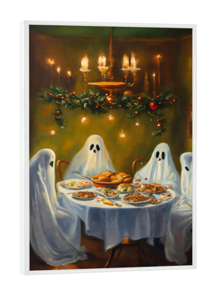 Poster mit weißem Rahmen "Ghost meeting in the kitchen" artboxONE - Weihnachten,Halloween