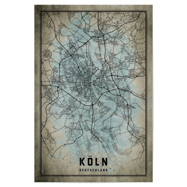 Poster 30x20 cm "Kölner Vintage Stadtplan" artboxONE - Städte / Köln,Kartografie