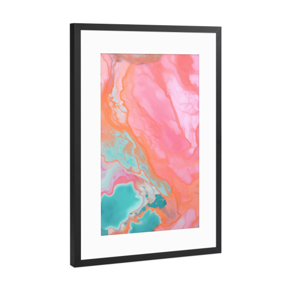 Poster mit Rahmen Schwarz (Metallic) "Pinke Wirbel Kunst" artboxONE - Abstrakt,Geometrie,Marmor