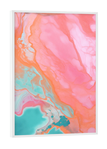 Poster mit weißem Rahmen "Pinke Wirbel Kunst" artboxONE - Abstrakt,Geometrie,Marmor