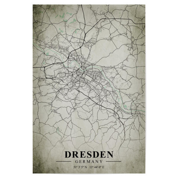 Poster "Dresden Vintage CityMap" artboxONE - Städte,Architektur,Städte / Dresden