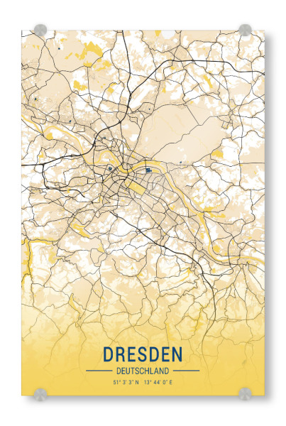 Acrylglasbild "Plan von Dresden City" artboxONE - Städte / Dresden,Kartografie