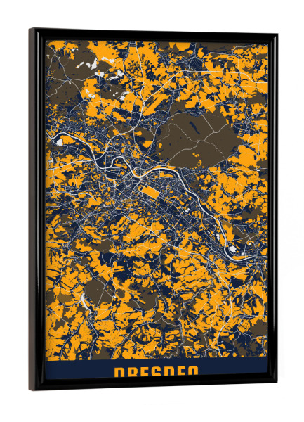 Poster mit schwarzem Rahmen "Dresden Stadt Map" artboxONE - Städte / Dresden,Kartografie