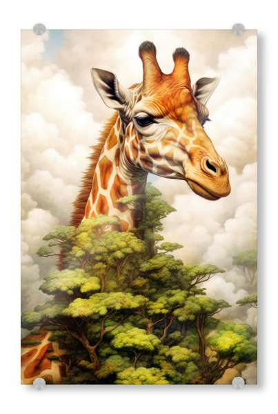 Acrylglasbild "Giraffen-Tierkunst A" artboxONE - Tiere - Giraffe,Tier,Aquarell,Malerei,Illustration,Natur