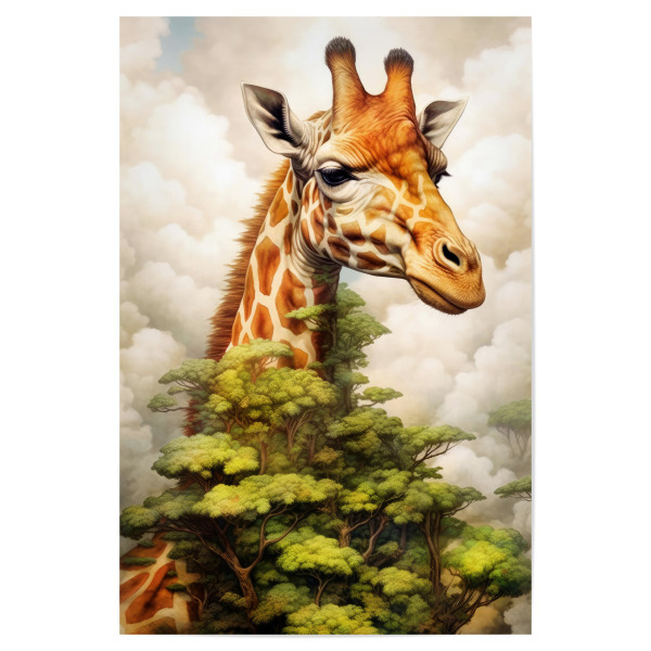 Poster "Giraffen-Tierkunst A" artboxONE - Tiere - Giraffe,Tier,Aquarell,Malerei,Illustration,Natur