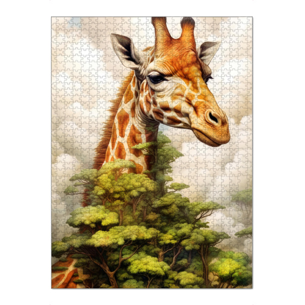 Puzzle Ravensburger "Giraffen-Tierkunst A" artboxONE - Tiere - Giraffe,Tier,Aquarell,Malerei,Illustration,Natur - Bild giraffe