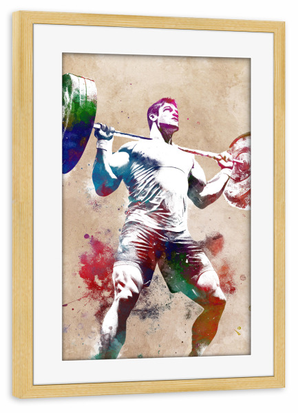 Poster mit Rahmen kiefer "Gewichtheben Sport A" artboxONE - Menschen,Sport - Gewichtheben,Sport,Sport,Sportlich,Stark sein,Grafisch