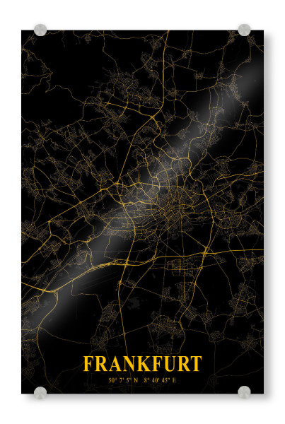 Acrylglasbild "City Map von Frankfurt" artboxONE - Städte / Frankfurt,Kartografie