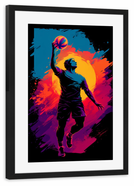 Poster mit Rahmen schwarz "Volleyball Colorful 2 (matart)" artboxONE - Sport - Volleyball,Ball,Volleyballspieler,Spieler,Team,Sport,Volleyball