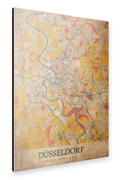 Alu-Dibond "Düsseldorf als Vintage Map" 30x20 cm artboxONE