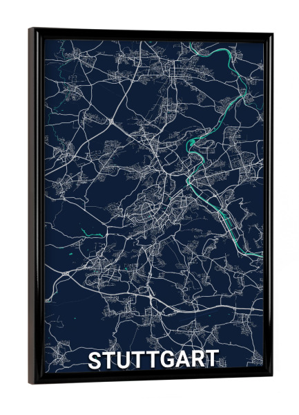 Poster mit schwarzem Rahmen "Stuttgart CityMap" artboxONE - Städte / Stuttgart,Kartografie