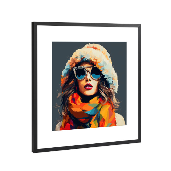 Poster mit Rahmen Schwarz (Metallic) "WINTER FASHION ORANGE" artboxONE - Menschen,Fashion,Weihnachten,Für Mama,Festivals