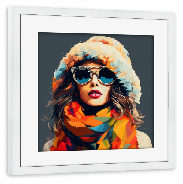 Poster mit Rahmen weiß "WINTER FASHION ORANGE" artboxONE - Menschen,Fashion,Weihnachten,Für Mama,Festivals